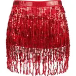 Polyester with Glitter Waist Belt with Curb Chains