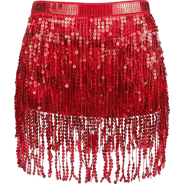 Polyester with Glitter Waist Belt with Curb Chains