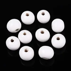 Spray Painted Round Natural Schima Wood Beads