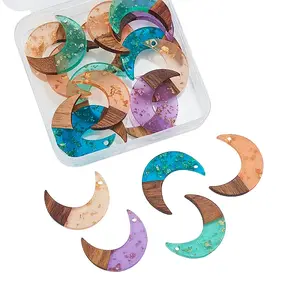 Transparent Resin & Walnut Wood Pendants