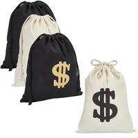4Pcs 2 Colors Canvas Drawstring Bags