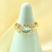 Ocean Theme Brass Micro Pave Cubic Zirconia Cuff Rings for Women