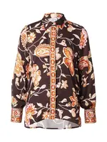 Emily Van Den Bergh Blúzka  čokoládová / pastelovo zelená / tmavooranžová / šedobiela