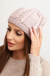 Kesi Dámská zimní čepice z vlny s copánkovým vzorem K452 fialová