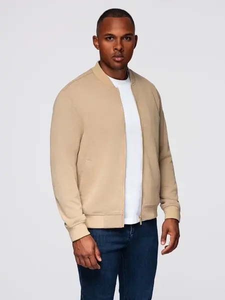 Ombre Men's raglan sleeve bomber jacket - warm beige
