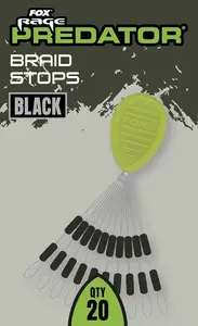 Fox rage predator zarážky braid stops black 20 ks