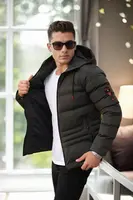 67514 Dewberry Hooded Winter Mens Puffer Coat-KHAKI
