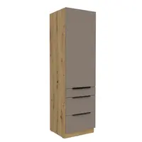 Vysoká potravinová skříňka Aria 60 DKS-210 3S 1F - Premium Box Barva korpusu: Dub artisan, Barva dvířek: TA - Sandgrau AFM