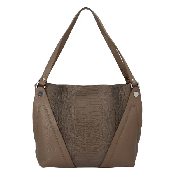 Dámská kožená kabelka taupe - ItalY Sofia