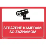 Strážené kamerami zo záznamom – červený A4, 210 x 297 mm