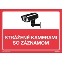 Strážené kamerami zo záznamom – červený A4, 210 x 297 mm