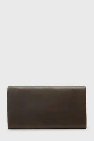 Kožená peněženka AllSaints HARLUNA dámská, hnědá barva, W208XD