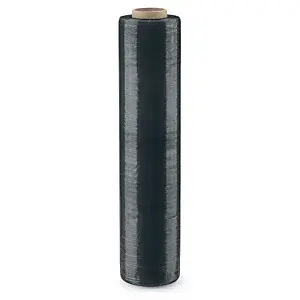 6  x Stretch fólia šírka 450mm, dĺžka 300m, 80% recyklovaná, čierna, nepriehľadná, hrúbka 17µm | RAJA