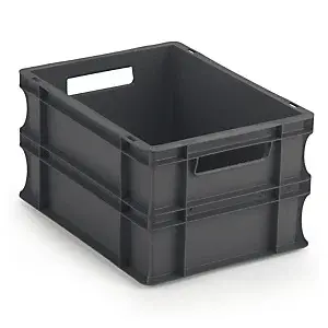 Euro přepravka ekonomická, 400x300x220 mm, 100% recyklovaná,  šedá