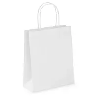 50 x Mini papírové tašky z kraftového papíru 180x240x80mm, bílé