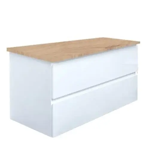 Kúpeľňová skrinka s krycou doskou SAT B-Way 99x50x45 cm biela lesk BWAY2100WDOAK