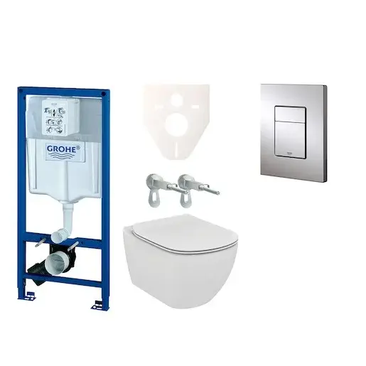 Cenovo zvýhodnený závesný WC set GROHE do ľahkých stien / predstenová montáž + WC Ideal Standard Tesi 38528SET-KE