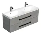 Kúpeľňová skrinka s čiernou úchytkou a umývadlom SAT Cube Way 120x53x40 cm betón mat CUBE2C120ZBE