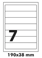 Samolepicí etikety R0100.5409, 190 x 38 mm, 7 etiket, A4, 100 listů