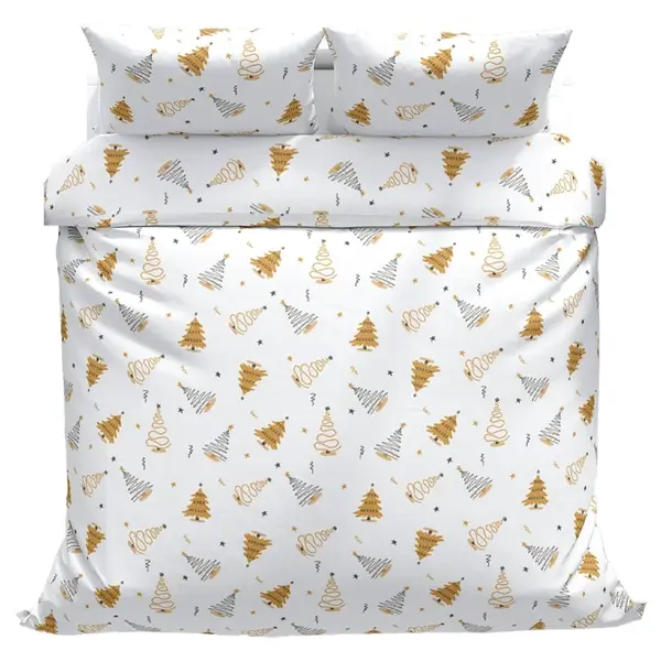Bavlnené obliečky Stromčeky zlaté 140x200, 70x90 cm