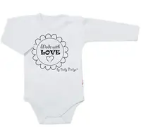 Baby Nellys Body dlouhý rukáv Made with love,  šedé vel.  62