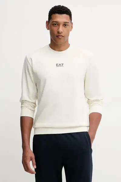 Bavlněná mikina EA7 Emporio Armani pánská, černá barva, hladká, PJVRZ.8NPM30