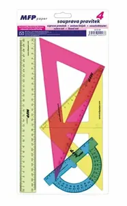 Pravítko rýsovací set COLOURS 4 kusy