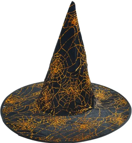 Klobouk čarodějnický černo-zlatý 32x32cm