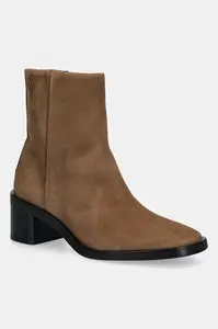 Semišové boty Calvin Klein BLOCK HEEL ZIP BOOT SUE
