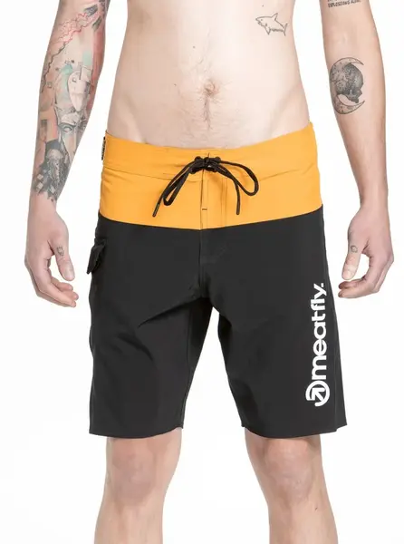 Meatfly pánské plavky Mitch Boardshorts 21" Yellow / Black | Žlutá | Velikost XL