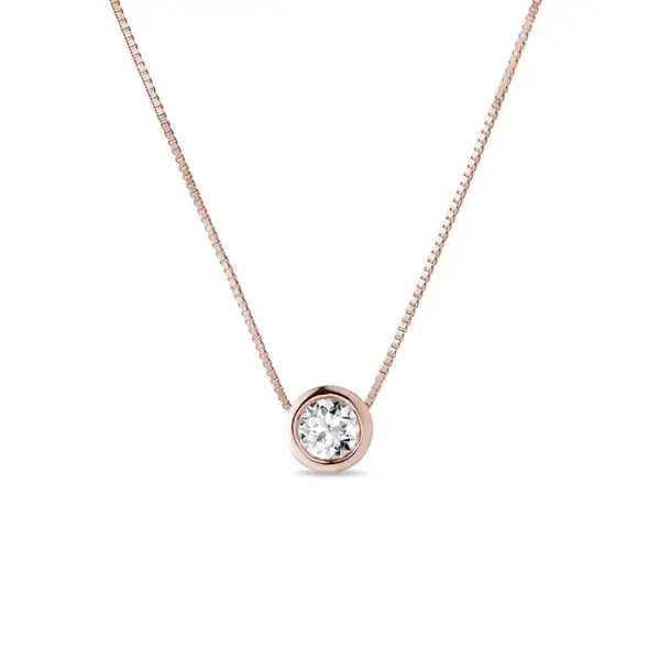 Elegantní přívěsek s diamantem v růžovém zlatě KLENOTA