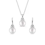 Sada šperků s perlami a diamanty v bílém zlatě KLENOTA