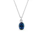 Náhrdelník se safírem a bezel diamantem v bílém zlatě KLENOTA