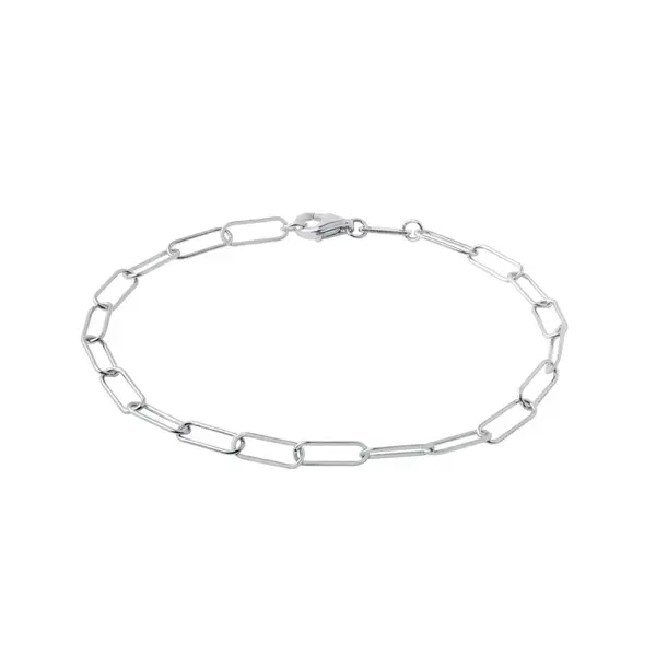 Náramek typu Paperclip v bílém 14k zlatě KLENOTA