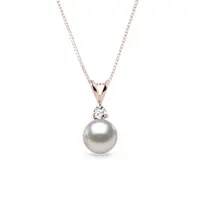 Náhrdelník s perlou a diamantom v ružovom zlate KLENOTA