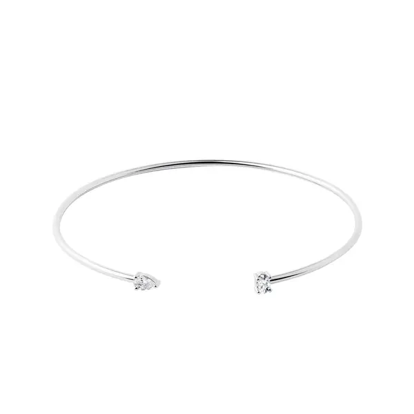 Otvorený flexi náramok z bieleho 14k zlata s diamantmi KLENOTA