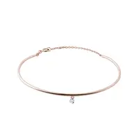 Pevný náramok z ružového zlata s diamantom a retiazkou KLENOTA