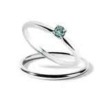 Set prstenů s modrým diamantem z bílého zlata KLENOTA