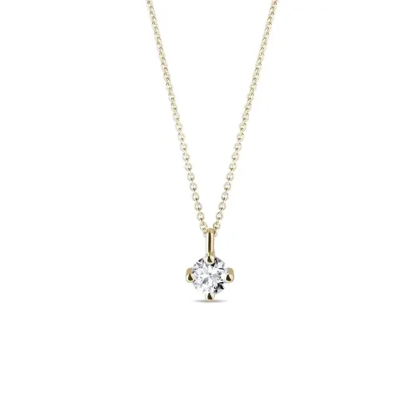 Jemný náhrdelník ze žlutého zlata s briliantem KLENOTA