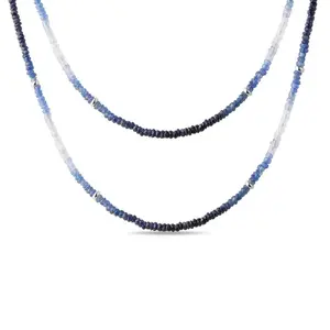 Safírový náhrdelník s komponenty v bílém zlatě KLENOTA