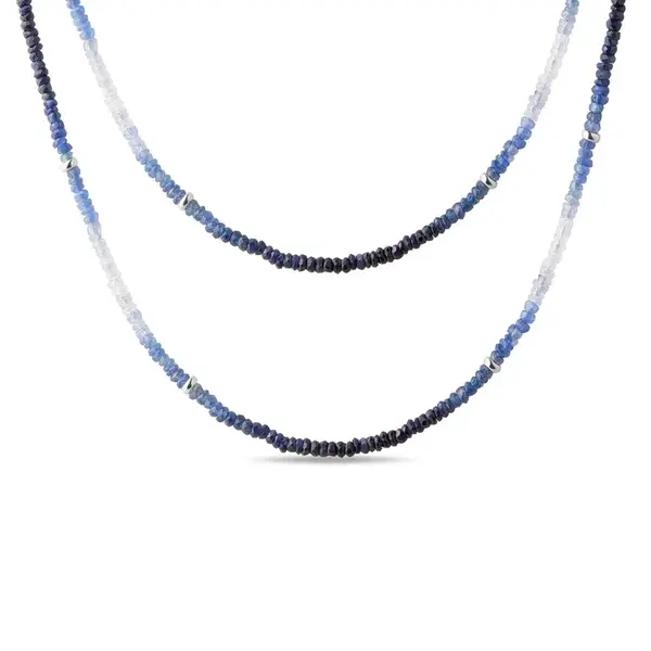 Safírový náhrdelník s komponenty v bílém zlatě KLENOTA