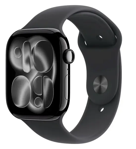 APPLE Watch 11 GPS + Cellular 42mm klavírně černý hliník - černý sportovní řemínek - S/M