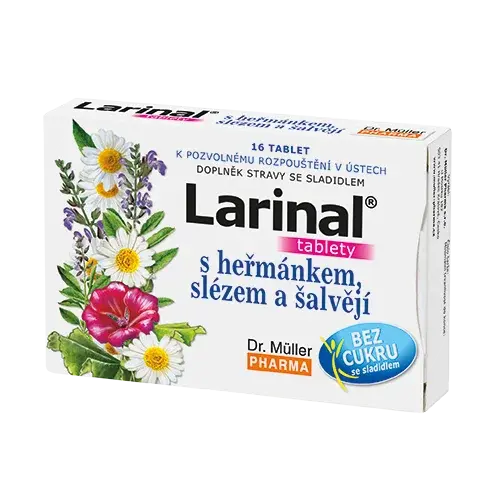 Larinal s heřmánkem, slézem a šalvějí Dr.Müller, 16 tablet