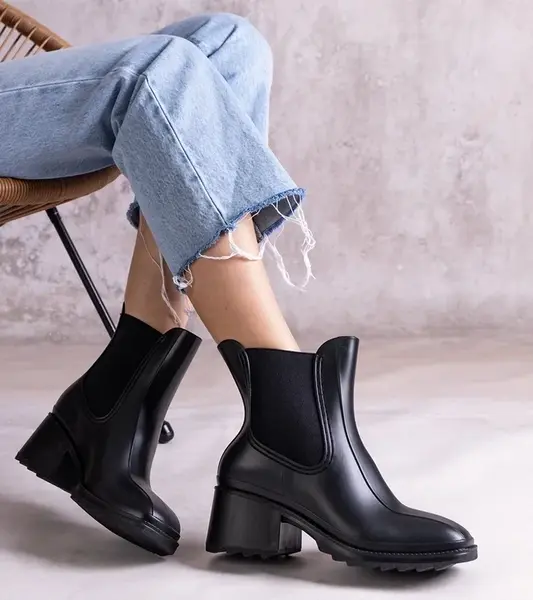 Gemre Surien black heeled wellington boots