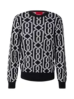 HUGO Sveter 'Souvawn'  čierna / biela