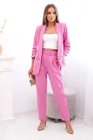 Kesi Włoski Elegantní souprava saka a kalhot tmavě růžová