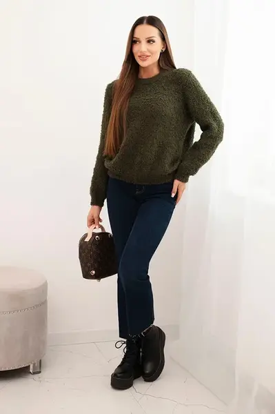 Kesi Włoski Dámský svetr z měkkého mohairu khaki