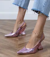 Gemre Purple sandals on a geometric wedge Kokkes