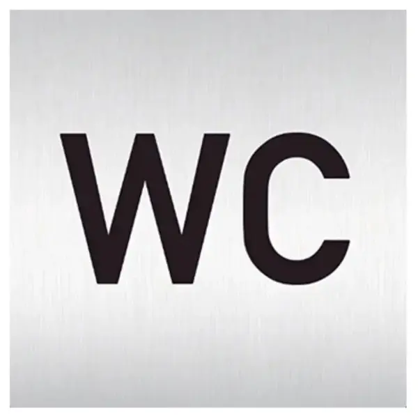 Znak rozlišovací "WC", 60 x 60 mm, samolepící, nerez