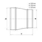 Redukce pro flexopotrubí RK, Ø 125/150 mm, kovová 0639